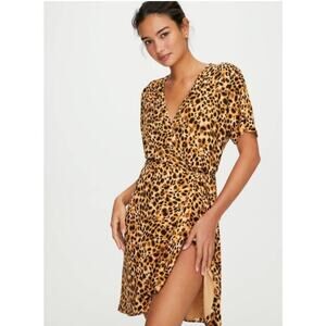 Babaton Aritzia Wallace Dress Leopard Animal Print Wrap Dress Small